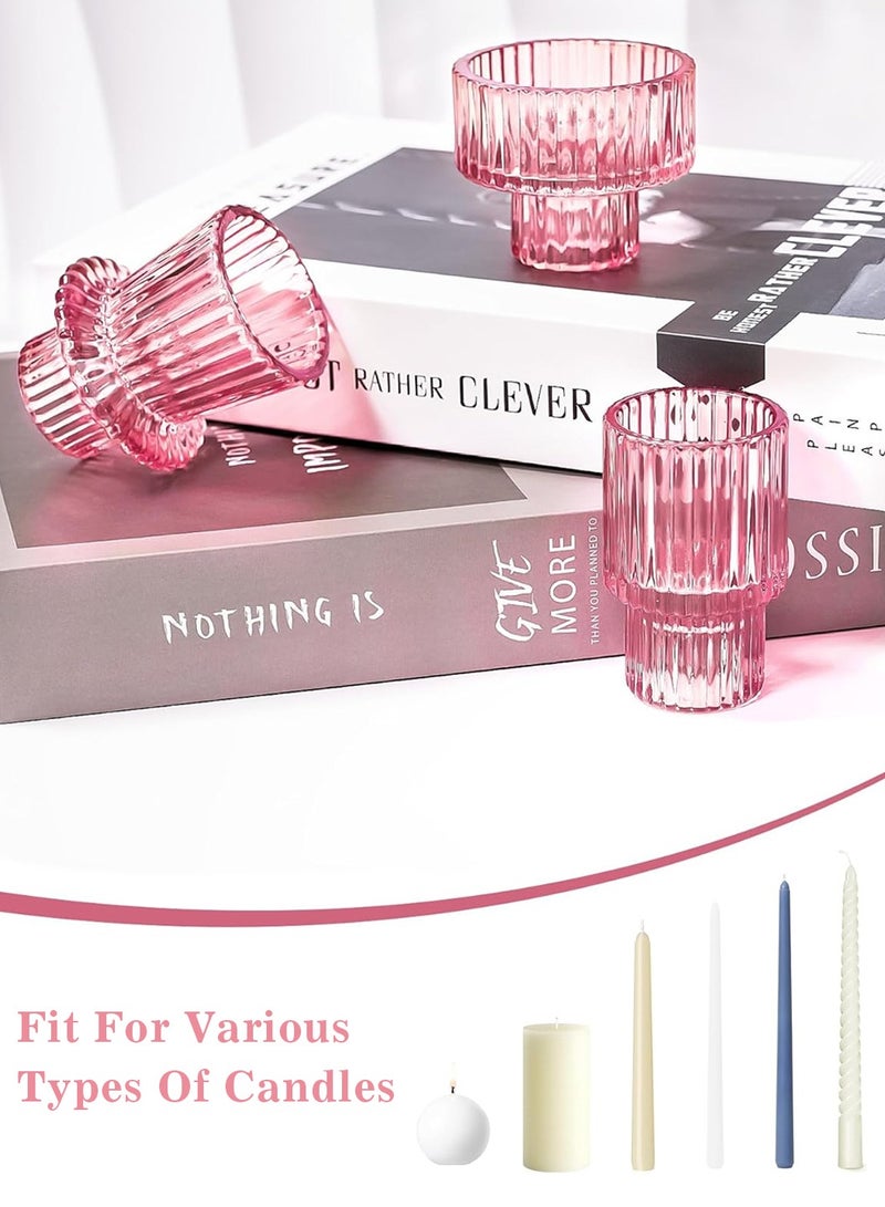 LEOKOR 3-Piece Glass Candle Stand Candle Holders for Taper Candles and Tealight Candles  - Image 2