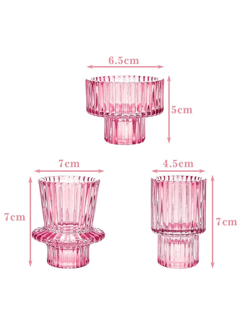 LEOKOR 3-Piece Glass Candle Stand Candle Holders for Taper Candles and Tealight Candles  - Image 4