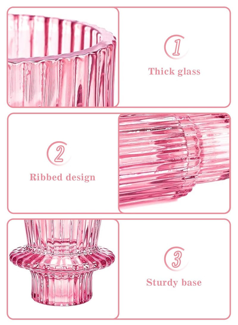 LEOKOR 3-Piece Glass Candle Stand Candle Holders for Taper Candles and Tealight Candles  - Image 3