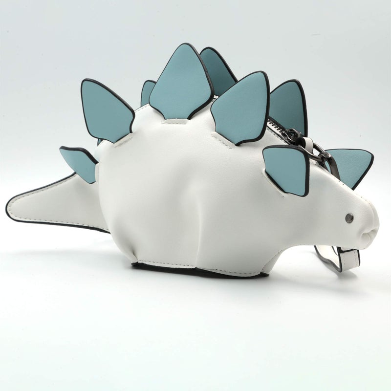 QiMing Dinosaur Shoulder Purses,PU Stegosaurus CrossBody Bag for Girl Women(White) - Image 4