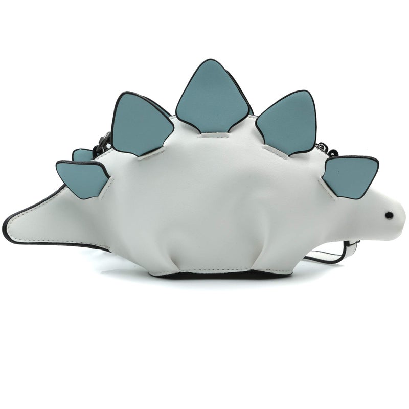 QiMing Dinosaur Shoulder Purses,PU Stegosaurus CrossBody Bag for Girl Women(White) - Image 1