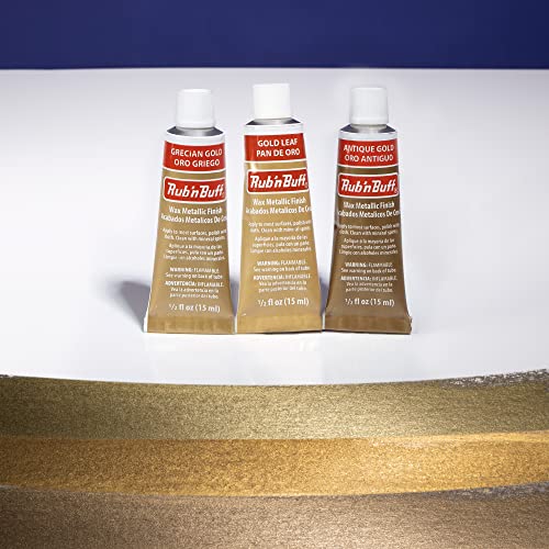 AMACO Rub n Buff Wax Metallic Finish 3 Color Kit - Antique Gold Grecian Gold and Gold Leaf 15ml Tubes - Versatile Gilding Wax for Finishing Furniture Antiquing and Restoration - 3 Rub and Buff Colors - Image 2