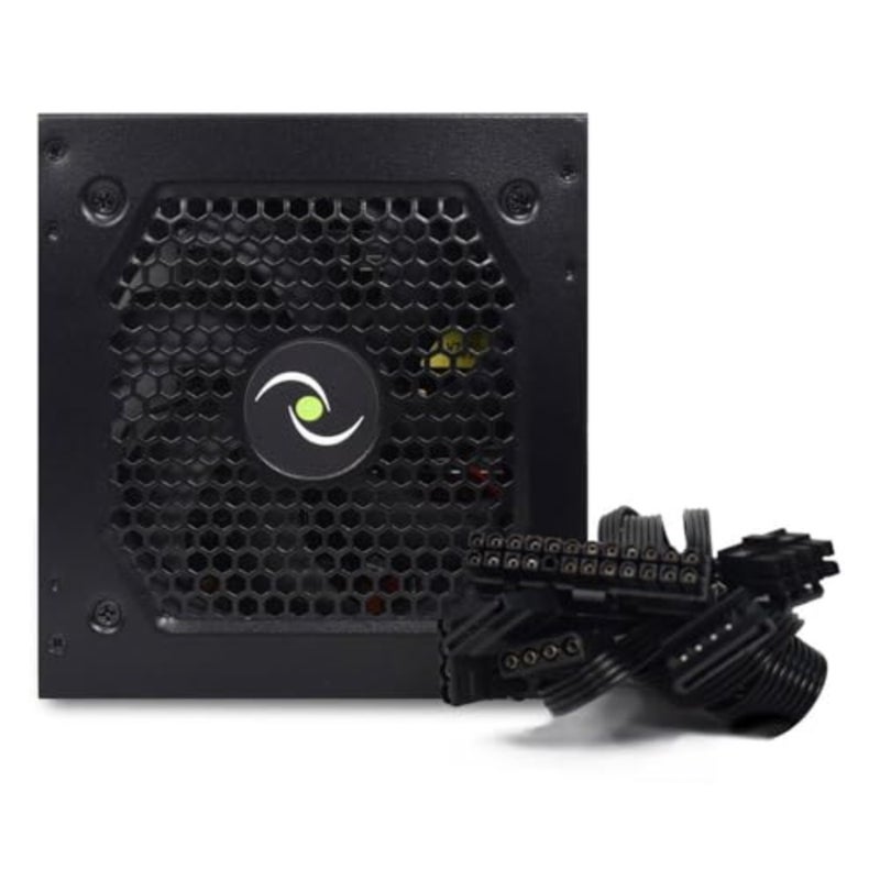 مصدر طاقة الكمبيوتر ATX 500W للاستخدام المكتبي، غلاف معدني أسود، تشغيل هادئ للغاية مع مروحة 12 سم، يتضمن 2x SATA، 1x 24-pin main، 1x 12V 4-pin CPU، 1x Molex، 1x موصلات مرنة - Image 4