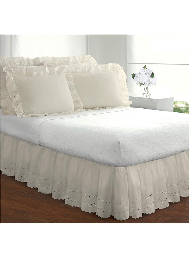 erorex Bedding Eyelet Ruffled Pillow 2 Pack Sham Standard Ivory - Image 2