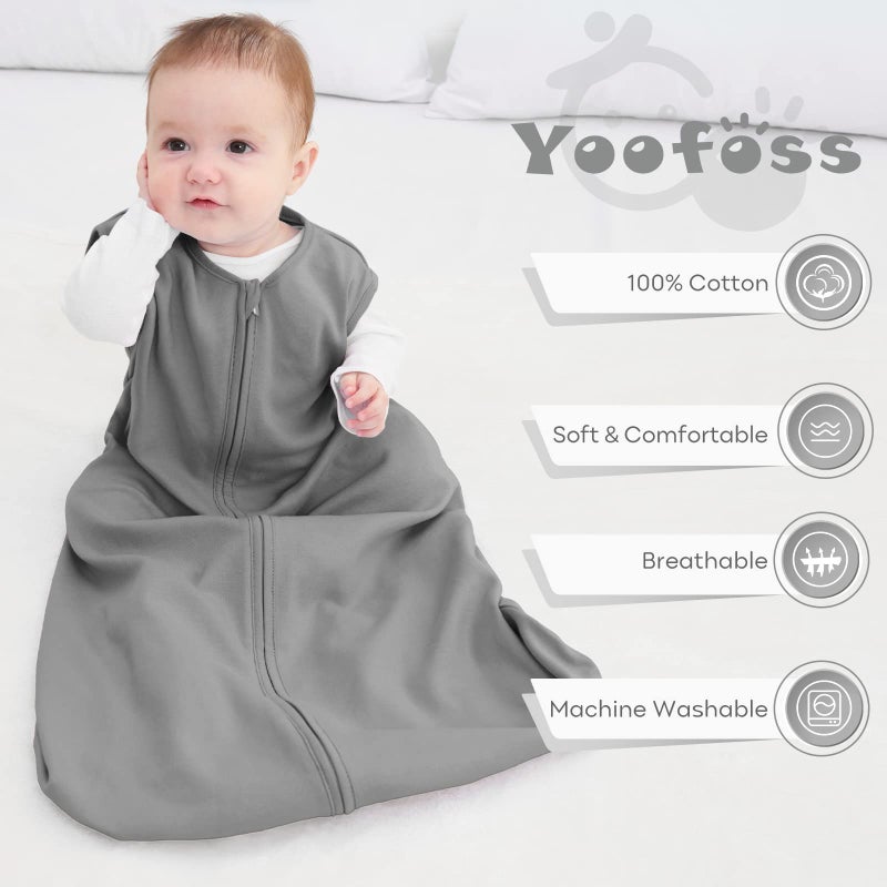 Yoofoss Baby Sleep Sack 0-6 Months Baby Wearable Blanket 100% Organic Cotton 2-Way Zipper Toddler Sleeping Sack, 3 Pack Soft Lightweight Sleep Sacks for Babies - Image 3