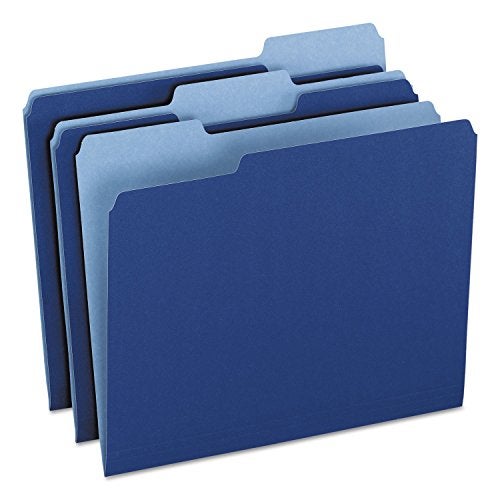 Pendaflex Two-Tone Color File Folders, Letter Size, 1/3 Cut, Navy, 100 Per box (152 1/3 NAV) - Image 1
