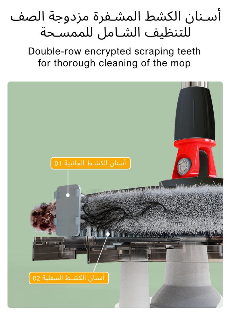 ويمارت نظام ممسحة دوارة، ممسحة دوارة للأرضيات ودلو مع مجموعة عصارة للمنزل والمكتب والأرضيات الخشبية والصفائحية وتنظيف البلاط، تتضمن 3 رؤوس استبدال قابلة للغسل في الغسالة, أسود/أحمر - Image 5