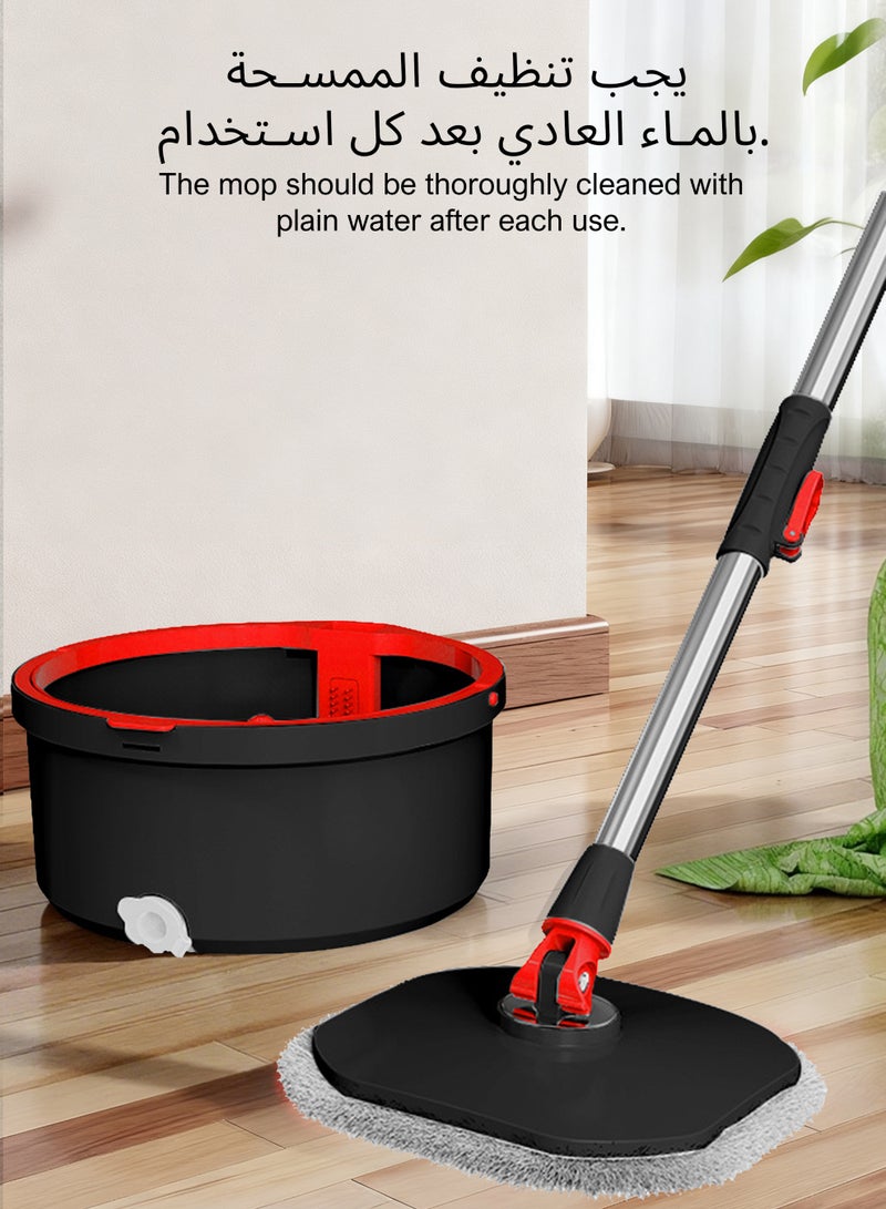 ويمارت نظام ممسحة دوارة، ممسحة دوارة للأرضيات ودلو مع مجموعة عصارة للمنزل والمكتب والأرضيات الخشبية والصفائحية وتنظيف البلاط، تتضمن 3 رؤوس استبدال قابلة للغسل في الغسالة, أسود/أحمر - Image 3
