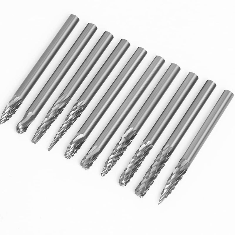 uptodateproducts 10pcs 3x3mm Milling Cutters Rotary Burrs Drill Bits Tungsten Carbide File Burr Suit Reamer Tools Cut Set - Image 1