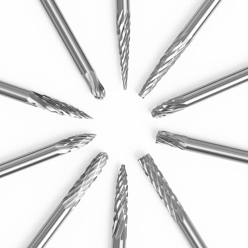 uptodateproducts 10pcs 3x3mm Milling Cutters Rotary Burrs Drill Bits Tungsten Carbide File Burr Suit Reamer Tools Cut Set - Image 2