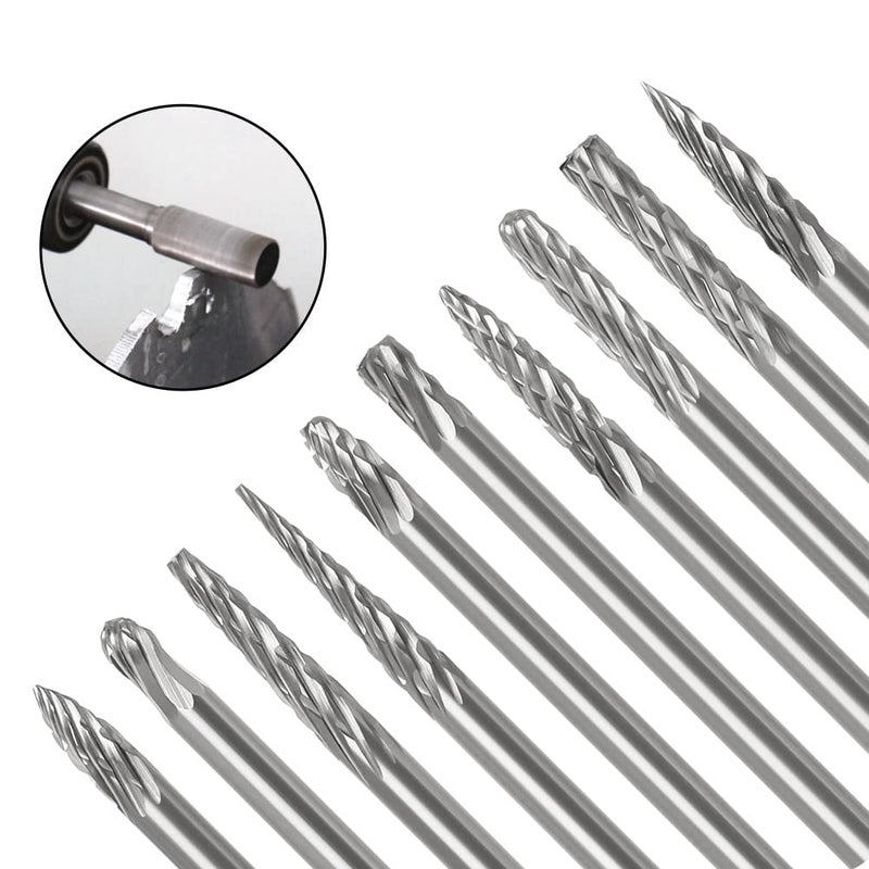uptodateproducts 10pcs 3x3mm Milling Cutters Rotary Burrs Drill Bits Tungsten Carbide File Burr Suit Reamer Tools Cut Set - Image 3