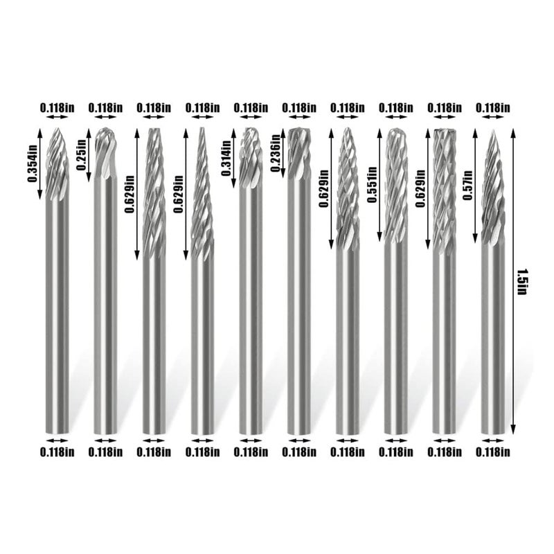 uptodateproducts 10pcs 3x3mm Milling Cutters Rotary Burrs Drill Bits Tungsten Carbide File Burr Suit Reamer Tools Cut Set - Image 4