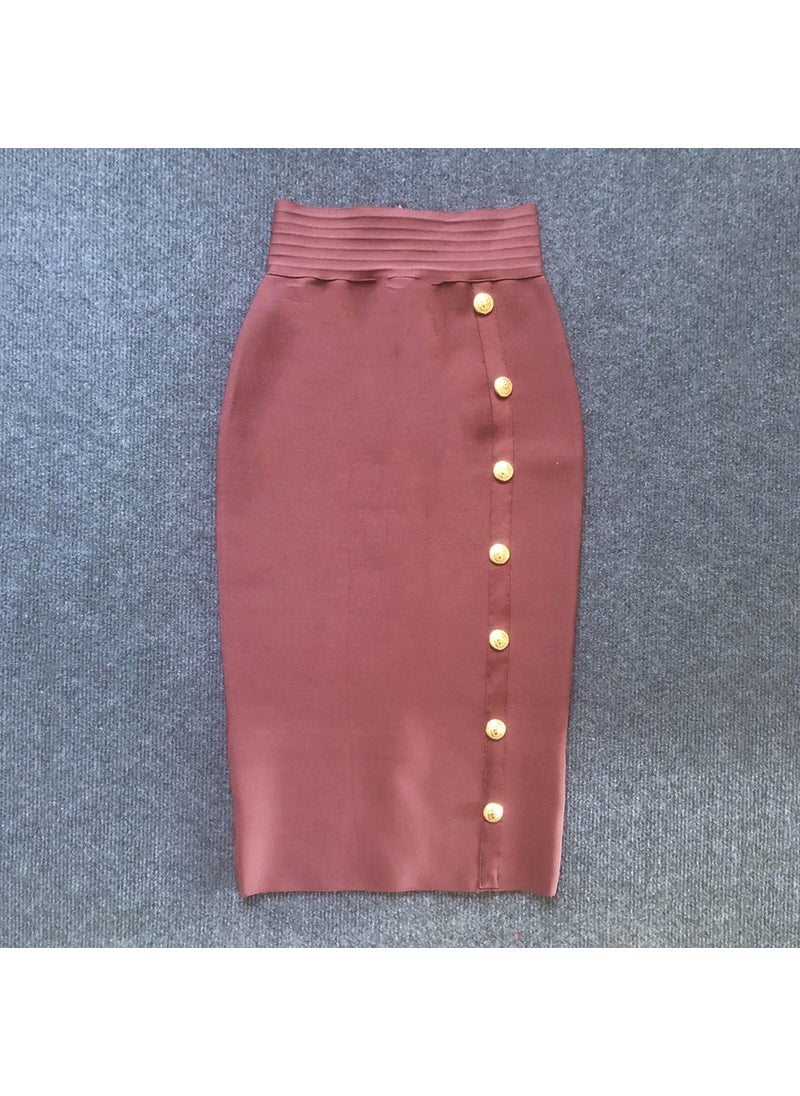 Generic - 2022 Autumn New High-Waisted Slimming Single-Row Button Design Mid-Length Dress Tummy Control Shapewear Underneath Lotus root starch - Image 1