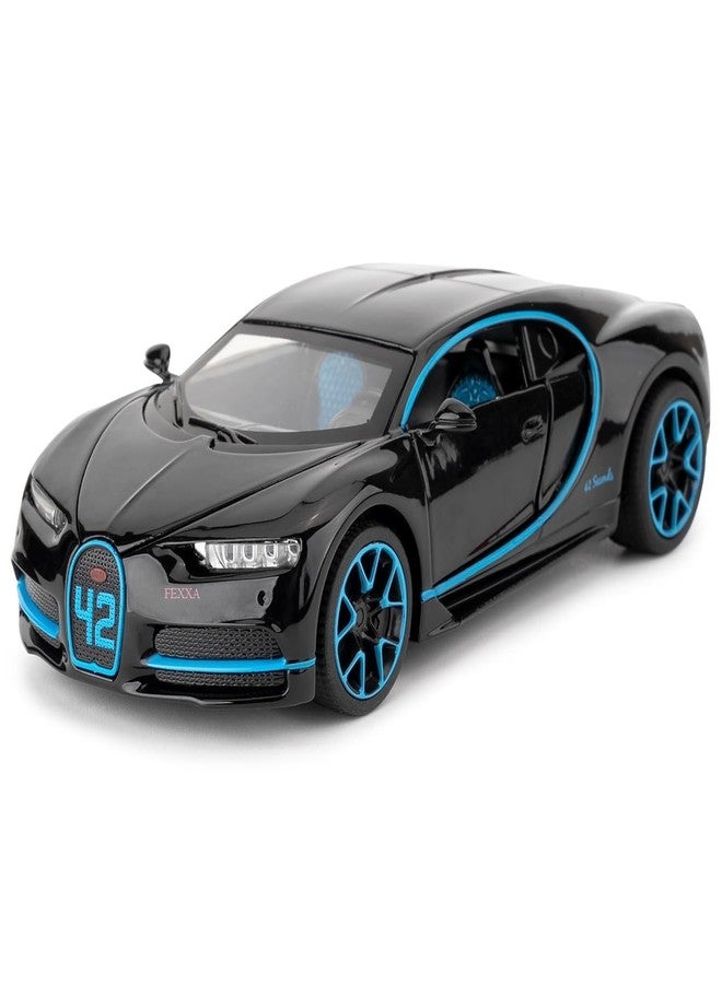 FEXXA 1.32 Scale Bugatti CHIRON Exclusive Alloy Metal Pull Back Die-cast Car Scale Model with Sound Light Mini Auto Toy for Kids Metal Model Toy Car with Sound and Light-New Version [Black] - Image 1