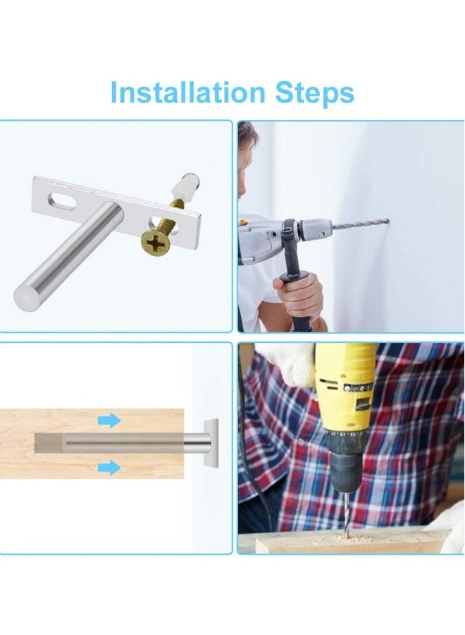 SYOSI 4 Pack Floating Shelf Bracket, 4 Inch 100mm Heavy Duty Hidden Shelf Brackets with 8 Pcs Mounting Screws for Wall Mounted Decoration Cabinet Furniture Shelf Support (Silver) - Image 4