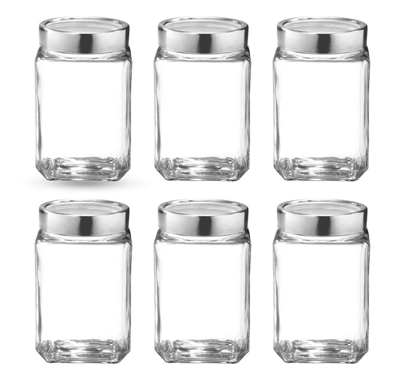 Treo Cube Jar 800ml Storage Container - Transparent, 6 Pcs Glassware - Image 2