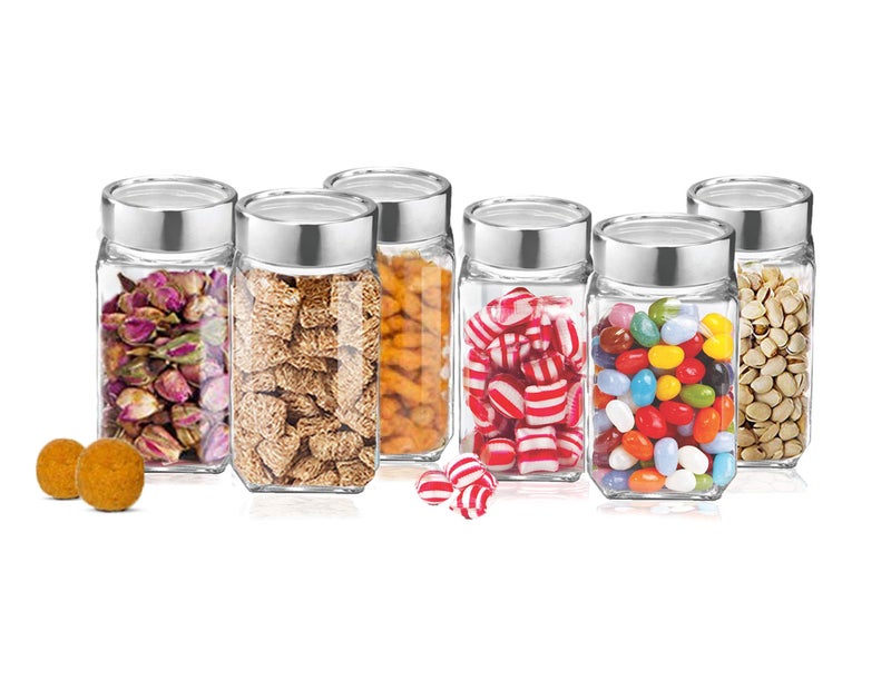 Treo Cube Jar 800ml Storage Container - Transparent, 6 Pcs Glassware - Image 1