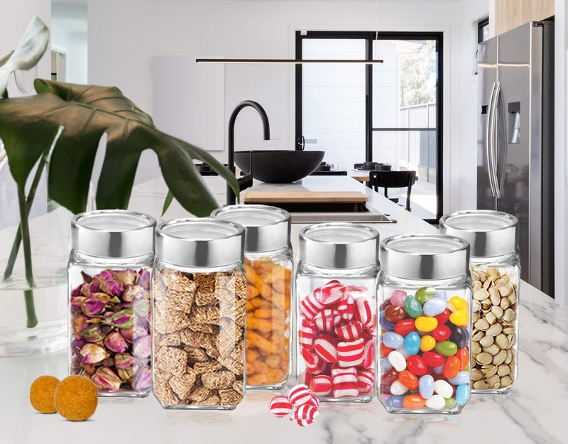 Treo Cube Jar 800ml Storage Container - Transparent, 6 Pcs Glassware - Image 3