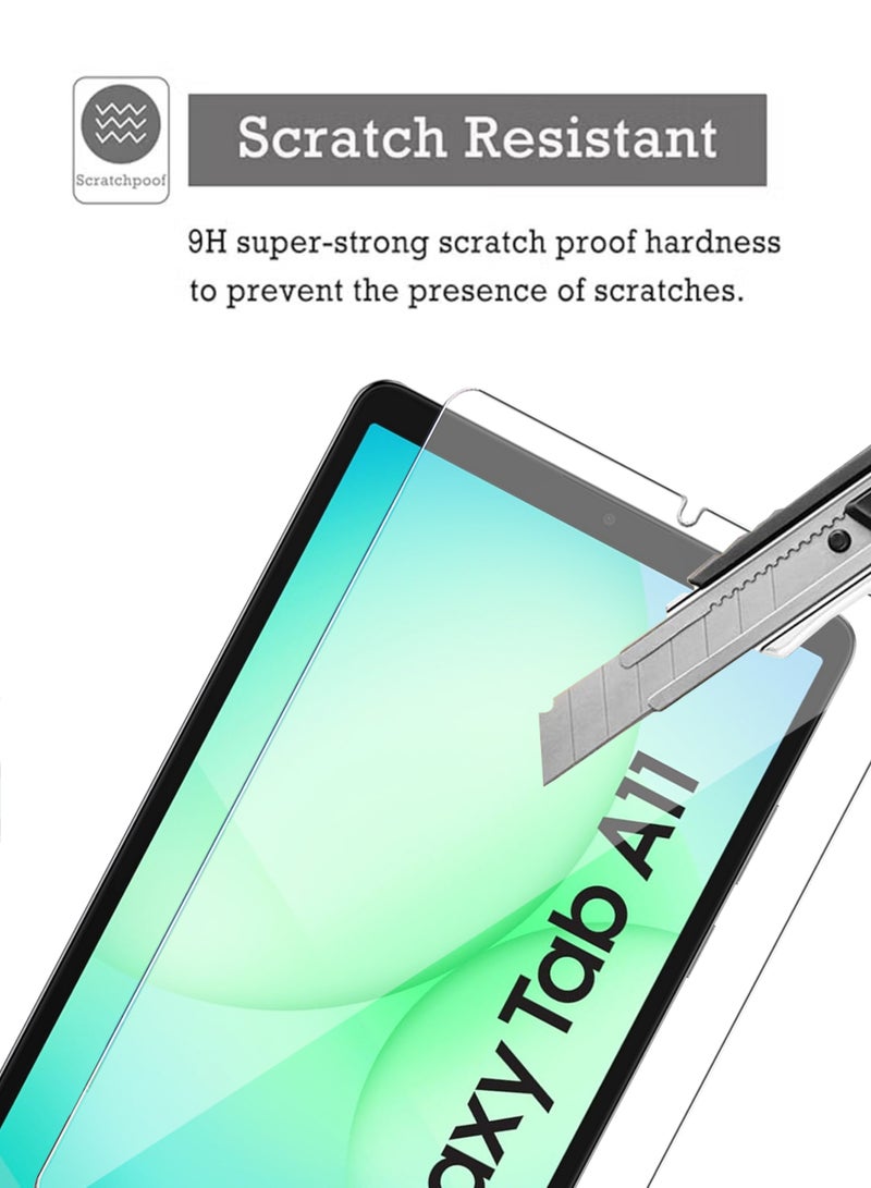 واقي شاشة سامسونج جالاكسي تاب A11 (عبوة من قطعتين)، فيلم حماية شاشة من الزجاج المقوى عالي الوضوح، مقاوم للخدوش، خالٍ من الفقاعات، شفافية عالية، واقي شاشة لمس دقيق لجهاز سامسونج جالاكسي تاب A11 - Image 2