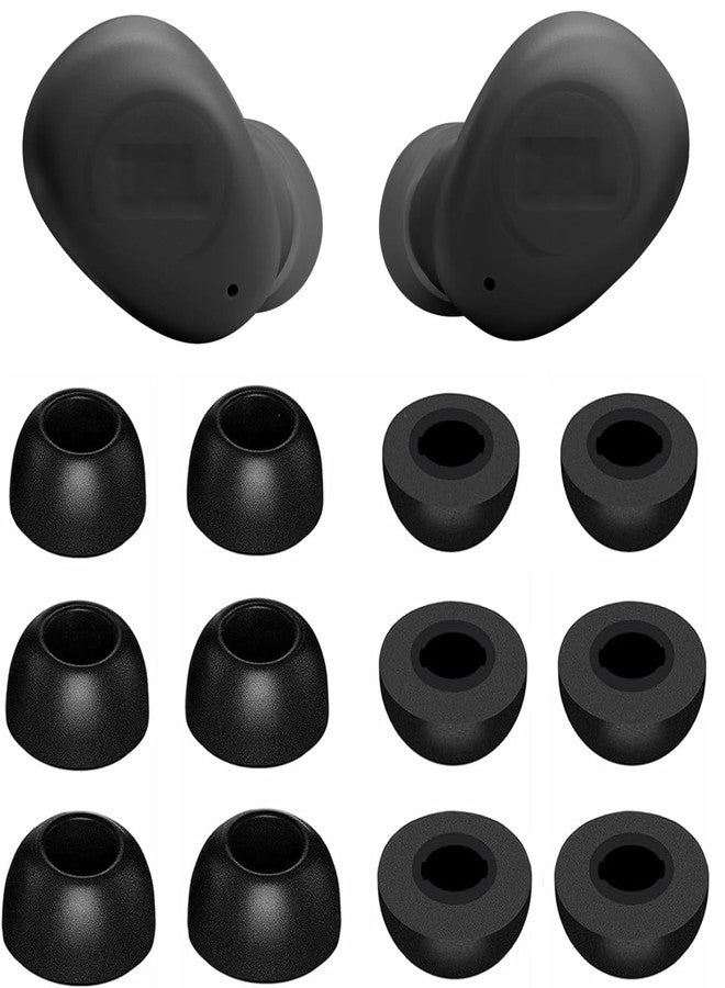 ALXCD Foam Ear Tips Compatible with JBL Vibe Buds Earbuds, 6 Pairs S/M/L Sizes Replacement Soft Noise Isolation Memory Foam Earbuds Tips Eartips Foam Tips, Compatible with JBL Vibe Buds 6 Pairs Black - Image 1