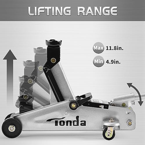 TONDA Floor Jack, Hydraulic Portable Car Lift Jack, 2 Ton (3,800 lb) Capacity, Silver - Image 3