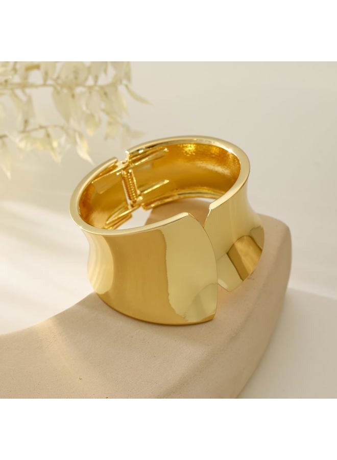 AYWFCBF Bangle Bracelets for Women | 14K Gold Plated Trendy Wide Bracelets | Hinged Arm Cuff Bangles Chunky Bracelet for Women, One Size, Alloy, no gemstone - Image 2