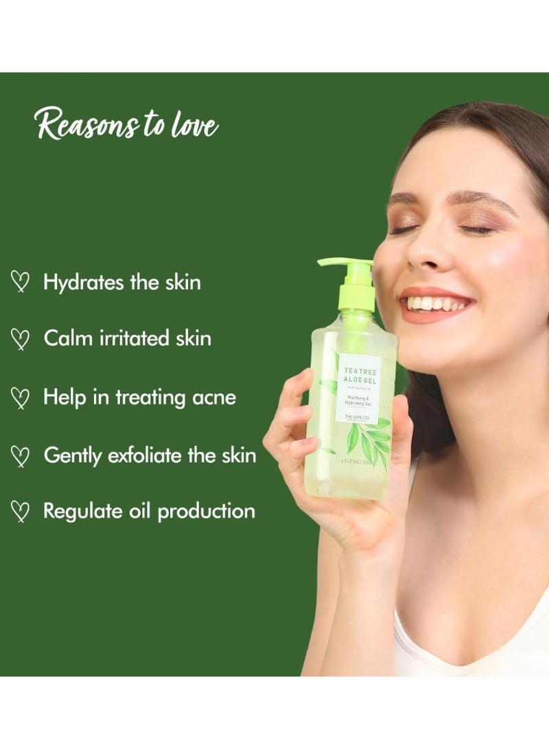 THE LOVE CO. Aloe Vera & Tea Tree Oil Gel - 250ml | Natural Acne Relief & Skin Soothing Formula | Hydrating Moisturizer for Face and Body | Ideal for All Skin Types - Image 5