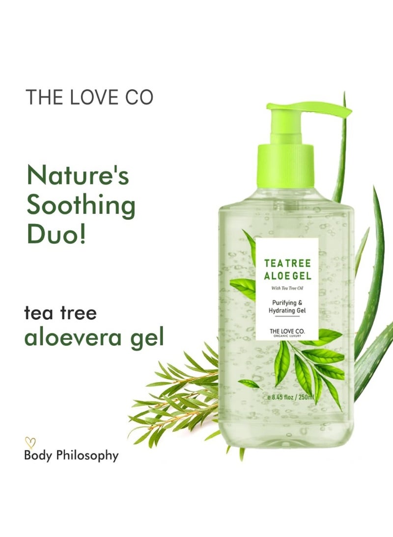 THE LOVE CO. Aloe Vera & Tea Tree Oil Gel - 250ml | Natural Acne Relief & Skin Soothing Formula | Hydrating Moisturizer for Face and Body | Ideal for All Skin Types - Image 3