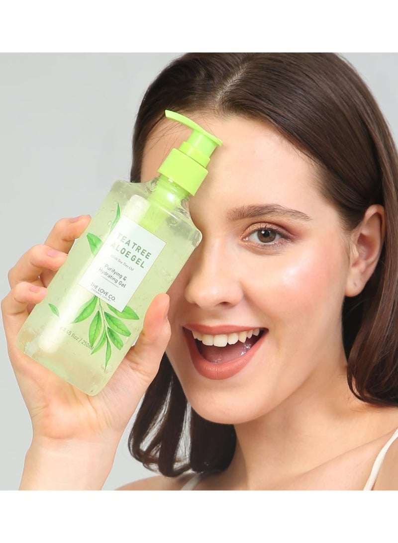 THE LOVE CO. Aloe Vera & Tea Tree Oil Gel - 250ml | Natural Acne Relief & Skin Soothing Formula | Hydrating Moisturizer for Face and Body | Ideal for All Skin Types - Image 2