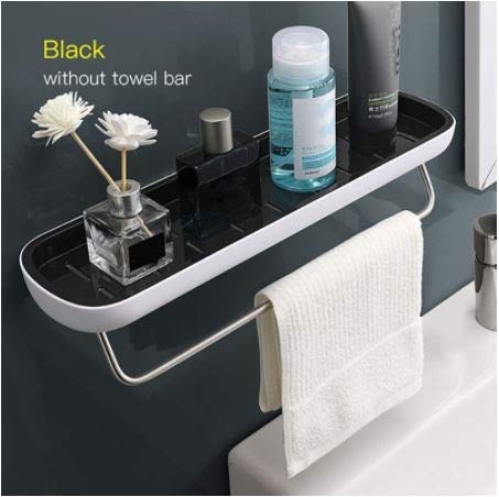 ZEBROC ABS Plastic Bathroom Shelf Shower Caddy Organizer Wall Mount Shampoo Rack with Towel Bar, Adhesive Bathroom Shelf Storage Organizer No Drilling Kitchen Bathroom Storage Hanger Rack - Image 4