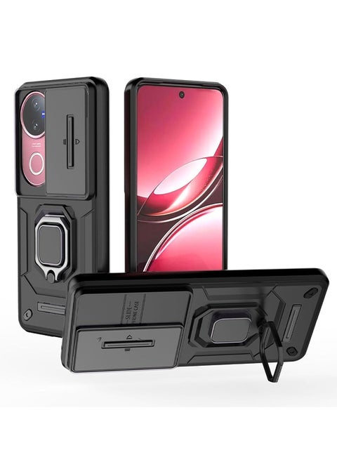vivo v50 AI 5G Case Cover Protector Accessories with Camera Len Protection Anti-Scratch Shockproof Anti-Fingerprints Back Cover with 360 Car Mount Magnetic Ring Holder Case Protector
