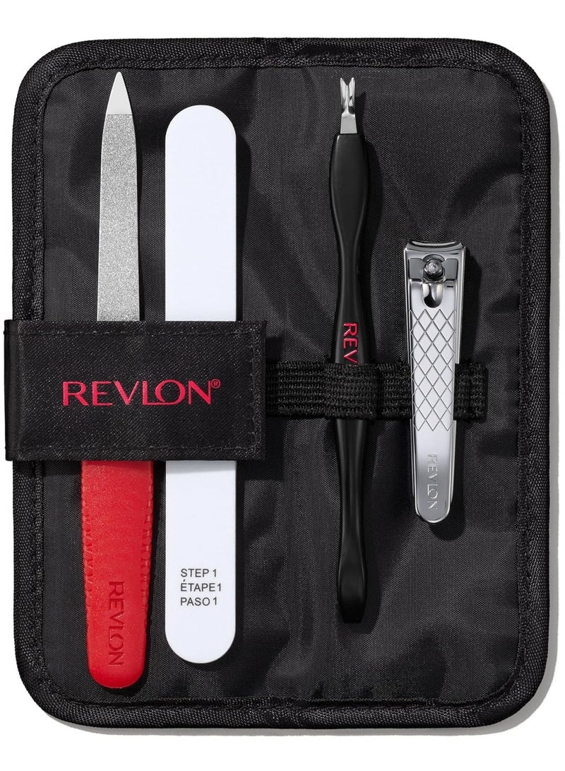 ريفلون مجموعة مانيكير ريفلون الأساسية مع حقيبة سفر، مجموعة العناية بالأظافر مع مقص ذو طرفين لتشذيب البشرة، مقص ذو شفرة منحنية، مبرد أظافر إيميريل مضغوط، عبوة من قطعة واحدة - Image 2