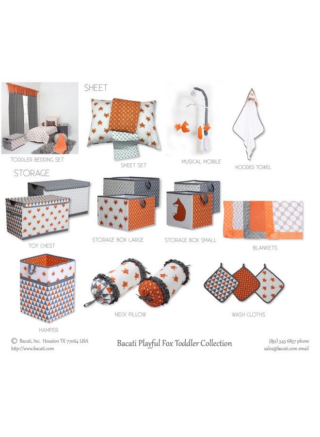 Bacati Playful Foxes Orange Changing Pad Cover (Orange/Grey Fox With Orange Arrows In Gussett) - Image 5