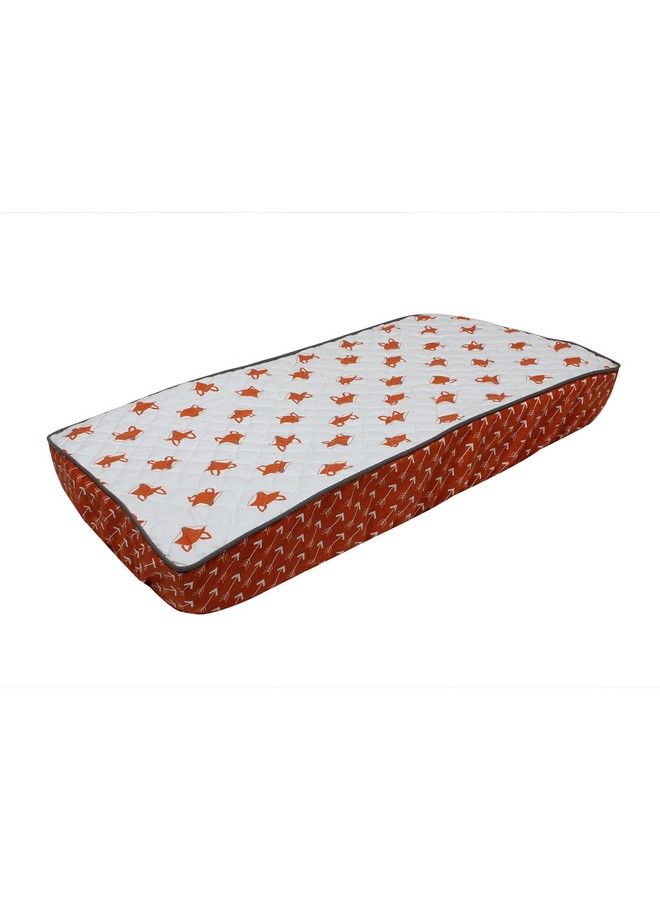 Bacati Playful Foxes Orange Changing Pad Cover (Orange/Grey Fox With Orange Arrows In Gussett) - Image 1