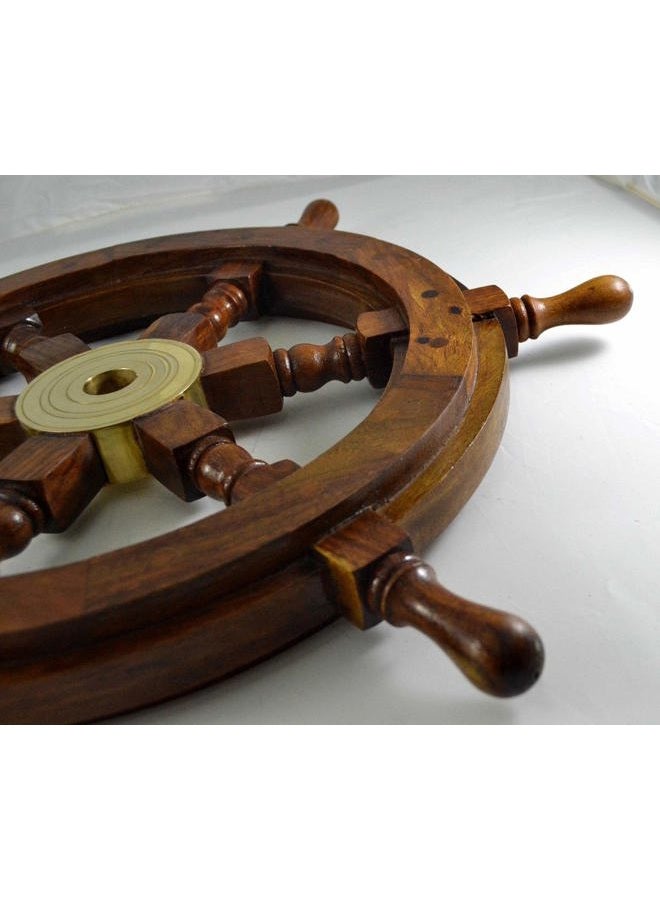 Nagina International عجلة سفينة INI-Replicas عجلة قيادة السفن عجلة قارب عجلة سفينة القراصنة عجلة قائد السفينة ديكور بحري عجلة سفينة خشبية (24 بوصة قطر) - Image 3