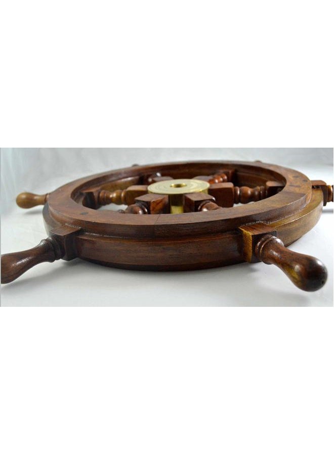 Nagina International عجلة سفينة INI-Replicas عجلة قيادة السفن عجلة قارب عجلة سفينة القراصنة عجلة قائد السفينة ديكور بحري عجلة سفينة خشبية (24 بوصة قطر) - Image 4
