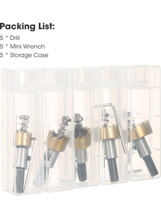NIBEMINENT 5-Piece HSS Hole Saw With Separate Storage Case And Wrenches Set Gold 15.00X3.50X10.50cm - Image 3