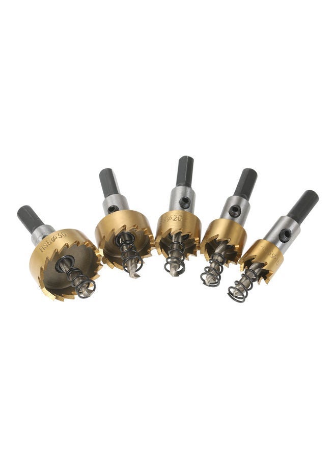 NIBEMINENT 5-Piece HSS Hole Saw With Separate Storage Case And Wrenches Set Gold 15.00X3.50X10.50cm - Image 5