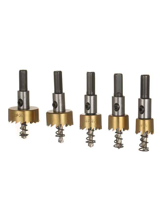 NIBEMINENT 5-Piece HSS Hole Saw With Separate Storage Case And Wrenches Set Gold 15.00X3.50X10.50cm - Image 2