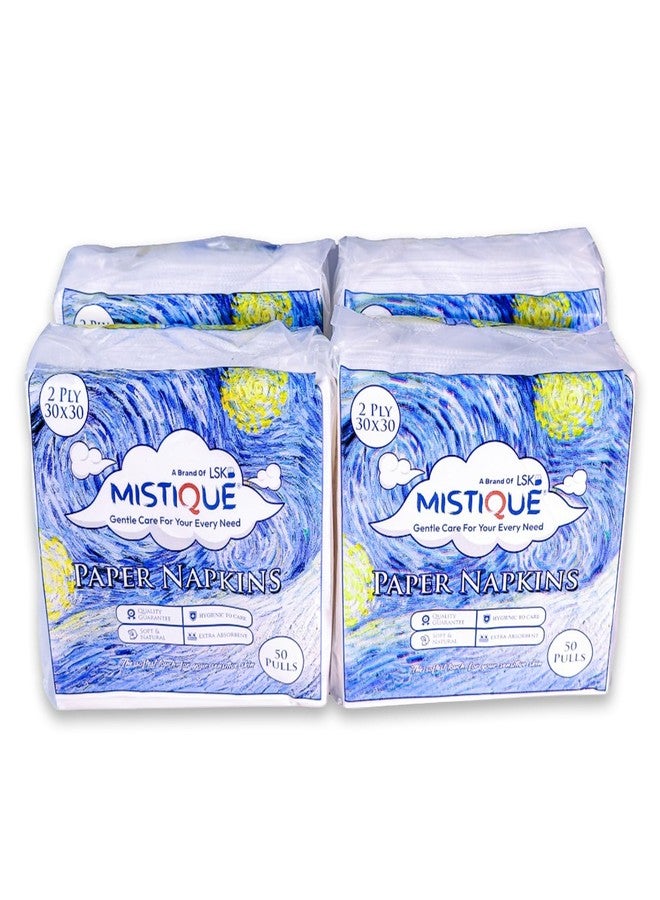 MISTIQUE 2 Ply 50 Pulls Tissue Paper Napkin (Pack of 4) | Soft and Highly Absorbent | Sheet Size (30 * 30 cm) - Image 1