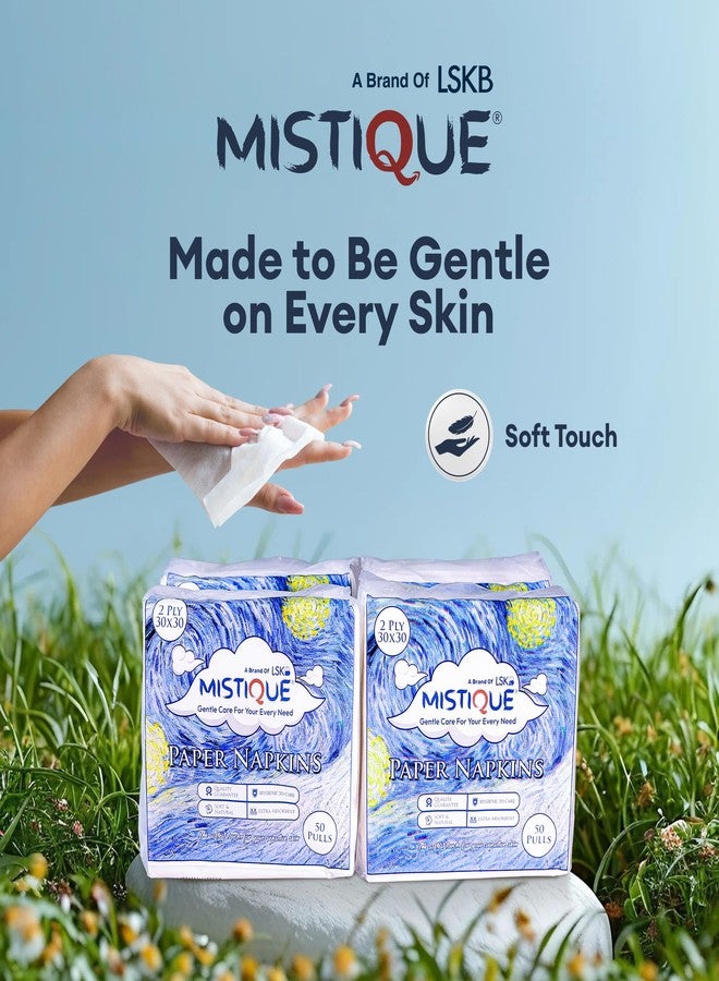 MISTIQUE 2 Ply 50 Pulls Tissue Paper Napkin (Pack of 4) | Soft and Highly Absorbent | Sheet Size (30 * 30 cm) - Image 4