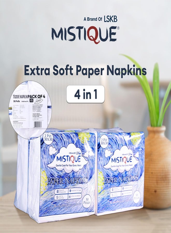 MISTIQUE 2 Ply 50 Pulls Tissue Paper Napkin (Pack of 4) | Soft and Highly Absorbent | Sheet Size (30 * 30 cm) - Image 2