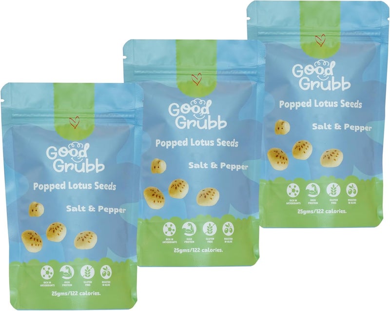 Good Grubb Popped Lotus Seeds - Salt & Pepper (3 Pack) - Image 1