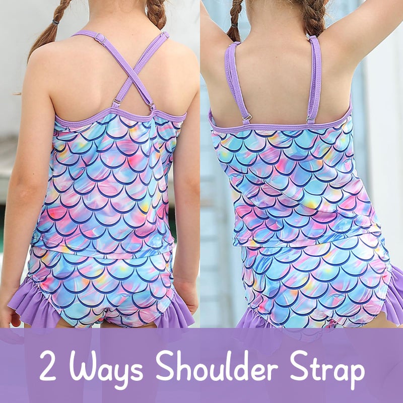 BFUSTYLE Rash Guard for Girls Size 5 Swimsuit Mermaid Swimwear Tankini Kids 3 Piece Bathing Suit 4-5 Years Long Sleeve Beach Suits - Image 4