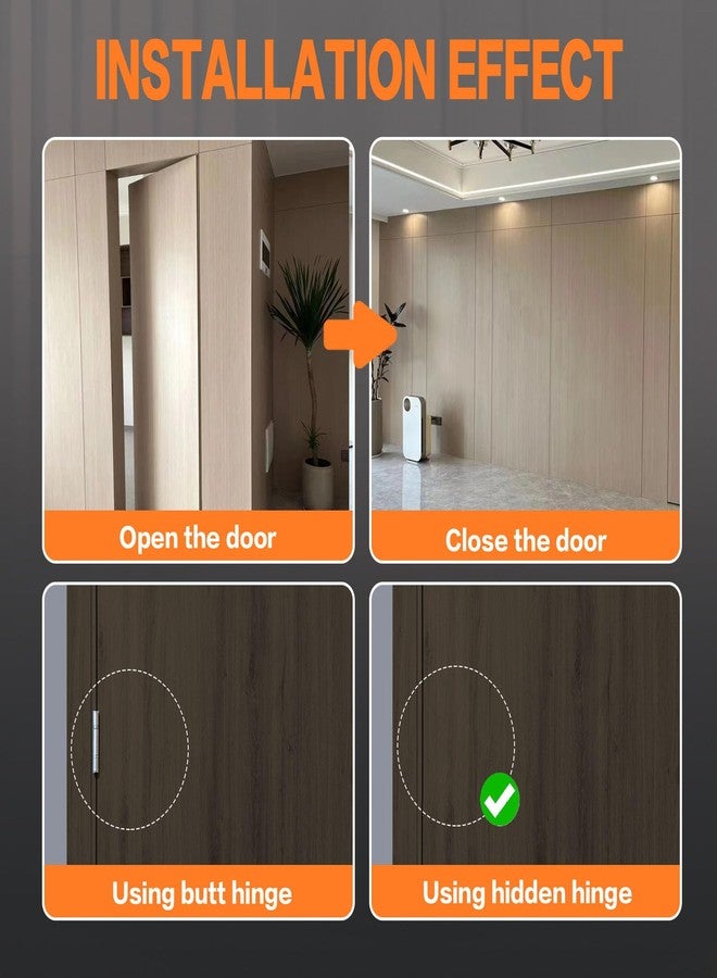 Mengshi 5.5" Hidden Door Hinges for Secret Door 180 Degree Hinge Hidden Hinges Heavy Duty Invisible Hinges Silent Door Hinge 3D Adjustable Concealed Hinges (2 Hinges) (Black, Load Capacity 133lb/60kg - Image 2