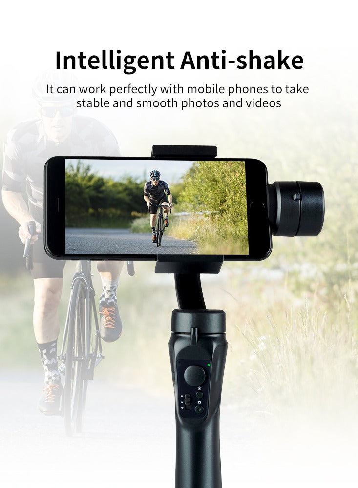 مثبت Gimbal محمول باليد H4 3 محاور ذكي مضاد للاهتزاز مثبت للهاتف المحمول ومدونة فيديو باللون الأسود - Image 5
