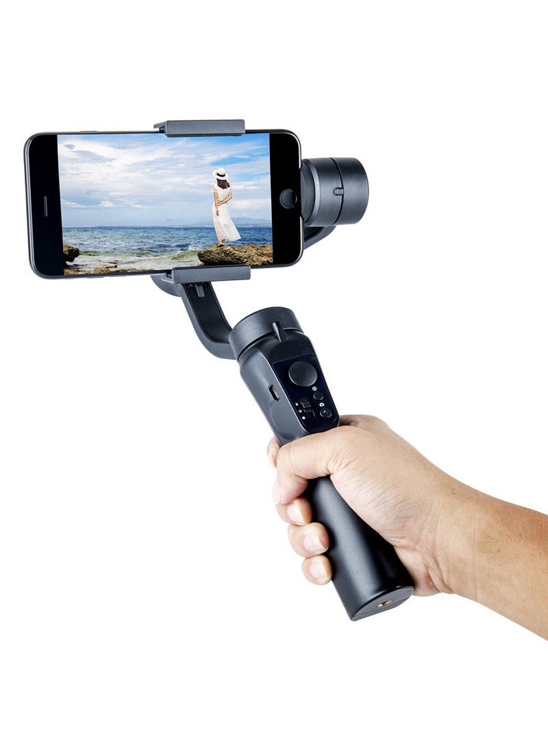 مثبت Gimbal محمول باليد H4 3 محاور ذكي مضاد للاهتزاز مثبت للهاتف المحمول ومدونة فيديو باللون الأسود - Image 2