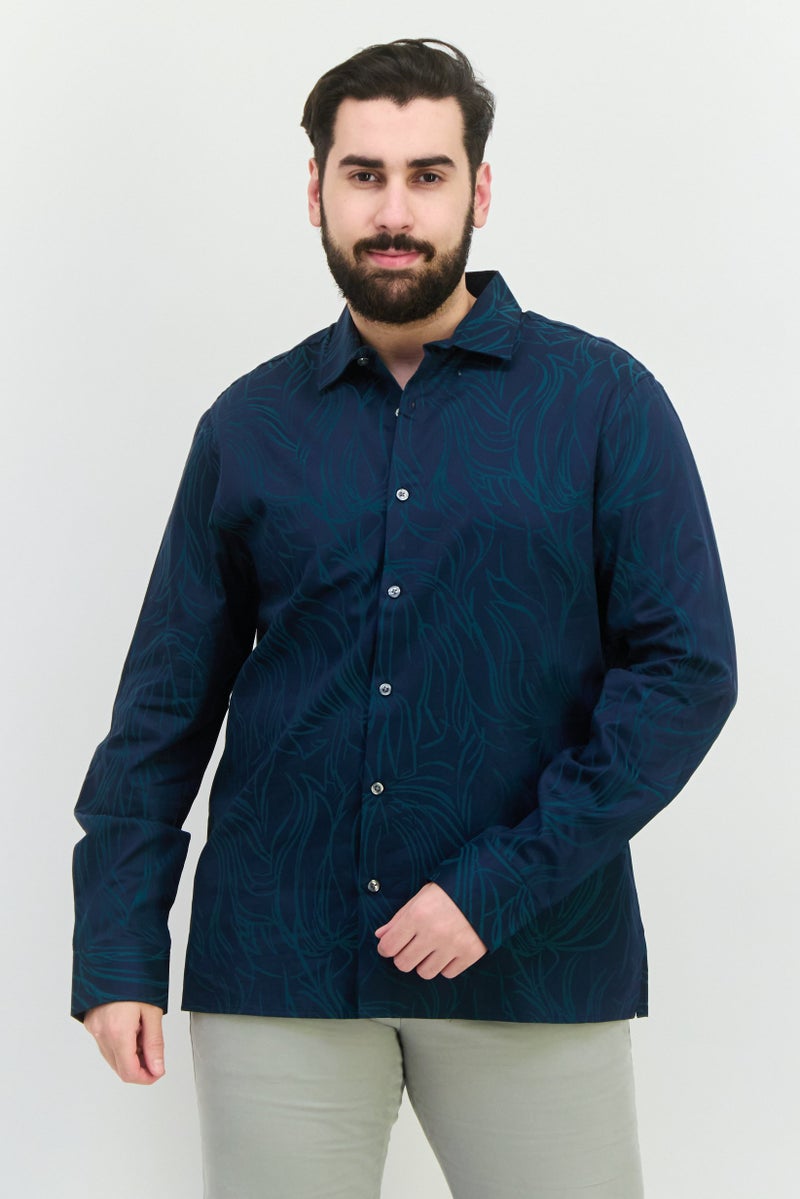 PERRY ELLIS Men Regular Fit Abstract Print Long Sleeves Casual Shirt, Multicolor  - Image 1