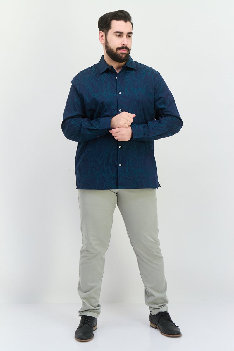 PERRY ELLIS Men Regular Fit Abstract Print Long Sleeves Casual Shirt, Multicolor  - Image 4