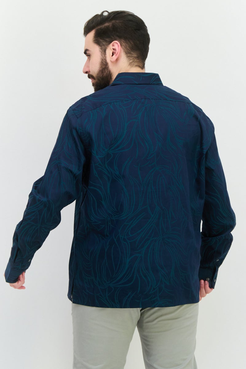 PERRY ELLIS Men Regular Fit Abstract Print Long Sleeves Casual Shirt, Multicolor  - Image 3